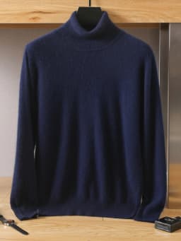 MVLYFLRT Men's 100% pure Mink velvet Cashmere Sweater High Lapels Pullovers Knitted Winter New Tops Long Sleeve High-End Jumpers
