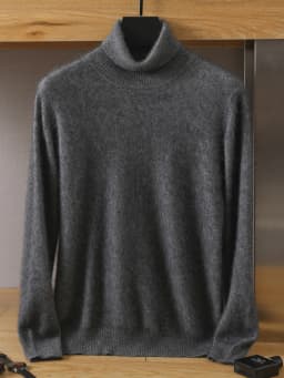 MVLYFLRT Men's 100% pure Mink velvet Cashmere Sweater High Lapels Pullovers Knitted Winter New Tops Long Sleeve High-End Jumpers