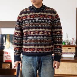 MY-0016 Super Top Quality Heavy Thick Jumper Big Flexible 100% Merino Wool & Italy Leather Warm Pullover