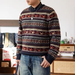 MY-0016 Super Top Quality Heavy Thick Jumper Big Flexible 100% Merino Wool & Italy Leather Warm Pullover