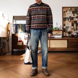 MY-0016 Super Top Quality Heavy Thick Jumper Big Flexible 100% Merino Wool & Italy Leather Warm Pullover