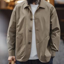 Maden French Vintage Work Jacket Men's Coffee Notch Lapel Casual Single Breasted Coat Slant Pockets Outwear for Spring and Fall