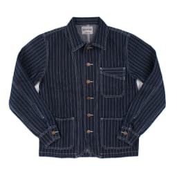 OK8602 Denim Vertical Striped Jacket Men Tooling Motorcycle Style Hip Hop Cool Handsome Youth Multi-Pocket Lapel Coat Clothing