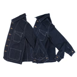 OK8602 Denim Vertical Striped Jacket Men Tooling Motorcycle Style Hip Hop Cool Handsome Youth Multi-Pocket Lapel Coat Clothing