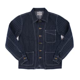 OK8602 Denim Vertical Striped Jacket Men Tooling Motorcycle Style Hip Hop Cool Handsome Youth Multi-Pocket Lapel Coat Clothing