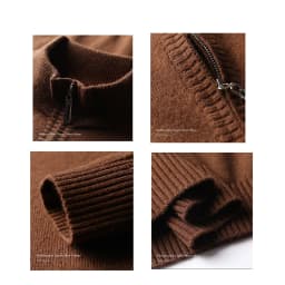 Men's 100% Pure Wool Half - Zip Sweater Thickened 410g Solid Color Loose Fit Warm Pullover for Autumn & Winter