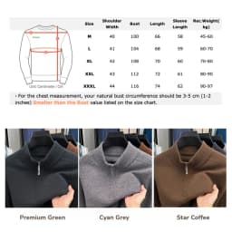 Men's 100% Pure Wool Half - Zip Sweater Thickened 410g Solid Color Loose Fit Warm Pullover for Autumn & Winter