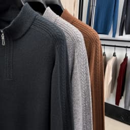 Men's 100% Pure Wool Half - Zip Sweater Thickened 410g Solid Color Loose Fit Warm Pullover for Autumn & Winter