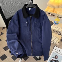 Men Retro Contrasting Color Solid Pockets Casaul Jacket Unisex Men Baseball Bomber Coat Varsity Outerwear High Streetwear