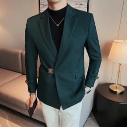 2026Men Party Wedding Banquet Blazer Solid Metal Buckle Decoration Blazer For Italian Designer Suit Jacket Slim Fit Blazer Homme