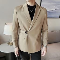 2026Men Party Wedding Banquet Blazer Solid Metal Buckle Decoration Blazer For Italian Designer Suit Jacket Slim Fit Blazer Homme
