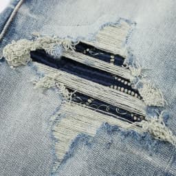 Designer Fashion New Men's Jeans Ripple Elastic Slimming Wash Retro Light Blue Perforated Patch Jeans High Street Hip Hop Pants