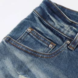Designer Fashion New Men's Jeans Ripple Elastic Slimming Wash Retro Light Blue Perforated Patch Jeans High Street Hip Hop Pants