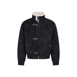 Bomber jacket for men and women thickened wool inner American aircraft buckle fashion stand-up collar parka retro jacket
