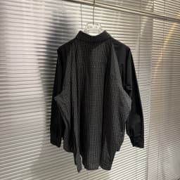 Protocol Fake Two-piece Spliced Four Sleeve Checkered Collar Shirt High Quality Loose Fashion Men's Women's Long Sleeved Shirt
