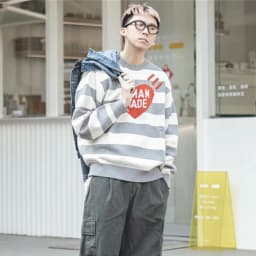 Human Made striped heart-shaped letter sweater knitted sweater loose fitting mens and womens casual wear round neck warm sweater