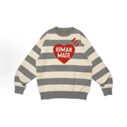 Human Made striped heart-shaped letter sweater knitted sweater loose fitting mens and womens casual wear round neck warm sweater