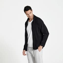 Miyake Pleated Casual Suit Jacket Korean Version Loose 2022 Summer Long-Sleeved Shirt Button Top Men