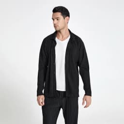 Miyake Pleated Casual Suit Jacket Korean Version Loose 2022 Summer Long-Sleeved Shirt Button Top Men