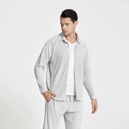 Miyake Pleated Casual Suit Jacket Korean Version Loose 2022 Summer Long-Sleeved Shirt Button Top Men