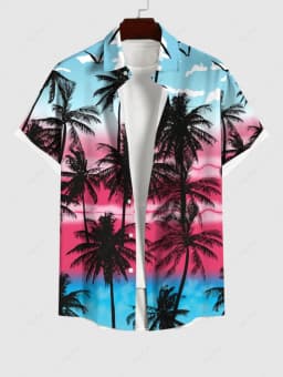 Summer Plus Size Men's Shirt 3D Print Hawaii Shirts Button Up Beach Vacation Shirts Short Sleeve Shirt Casual Shirt For Men
