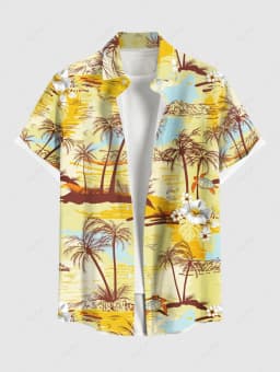Summer Plus Size Men's Shirt 3D Print Hawaii Shirts Button Up Beach Vacation Shirts Short Sleeve Shirt Casual Shirt For Men