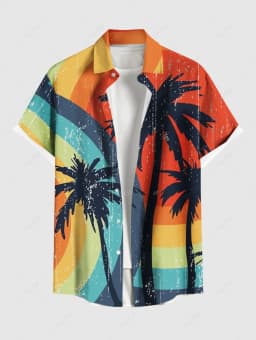 Summer Plus Size Men's Shirt 3D Print Hawaii Shirts Button Up Beach Vacation Shirts Short Sleeve Shirt Casual Shirt For Men