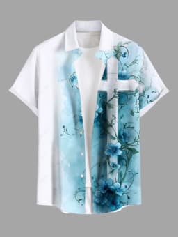 Summer Plus Size Men's Shirt 3D Print Hawaii Shirts Button Up Beach Vacation Shirts Short Sleeve Shirt Casual Shirt For Men