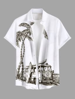 Summer Plus Size Men's Shirt 3D Print Hawaii Shirts Button Up Beach Vacation Shirts Short Sleeve Shirt Casual Shirt For Men