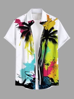 Summer Plus Size Men's Shirt 3D Print Hawaii Shirts Button Up Beach Vacation Shirts Short Sleeve Shirt Casual Shirt For Men
