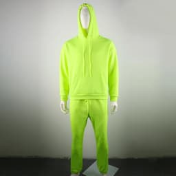 OMSJ 2024 Fashion Neon Style Mens Sets Fluorescence Green Hooded Sweatshirt+Sweatpants Two Piece Autumn Winter Casual Tracksuit