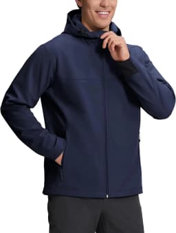 Pioneer Camp Men's Lightweight Softshell Waterproof Jacket Hooded Fleece Lined Windbreaker Rain Shell Jackets Hiking Outdoor