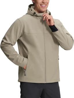 Pioneer Camp Men's Lightweight Softshell Waterproof Jacket Hooded Fleece Lined Windbreaker Rain Shell Jackets Hiking Outdoor