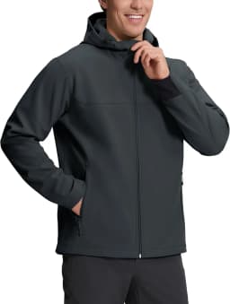 Pioneer Camp Men's Lightweight Softshell Waterproof Jacket Hooded Fleece Lined Windbreaker Rain Shell Jackets Hiking Outdoor