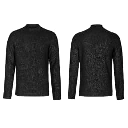 PUNK RAVE Men's Gothic Daily Turtlenecks Simple Printed T-shirt  Punk Handsome Cool Long Sleeve Tops Spring Autumn