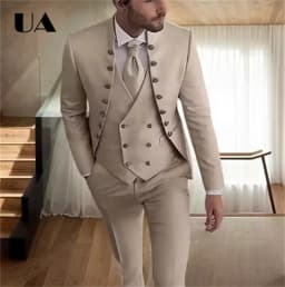 Wedding Groom Suit for Men, Africa Style 3-Piece Suit, Tailored Sizing Tuxedo, Jacket Vest Pants Plus Big Man Suit Attire