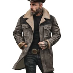 2025 autumn and winter men's coat suede color matching jacket multi-pocket zipper coat streetwear denim jacket men