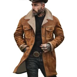 2025 autumn and winter men's coat suede color matching jacket multi-pocket zipper coat streetwear denim jacket men