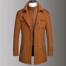 Men's Double Collar Wool Coat Fashion Handsome Autumn Winter Business Style High Quality Middle-aged Men's Fashion Woolen Coat