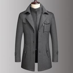 Men's Double Collar Wool Coat Fashion Handsome Autumn Winter Business Style High Quality Middle-aged Men's Fashion Woolen Coat