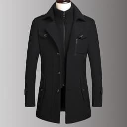 Men's Double Collar Wool Coat Fashion Handsome Autumn Winter Business Style High Quality Middle-aged Men's Fashion Woolen Coat