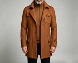Men's Double Collar Wool Coat Fashion Handsome Autumn Winter Business Style High Quality Middle-aged Men's Fashion Woolen Coat