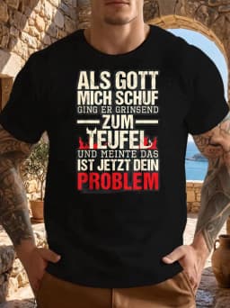 1pcs Funny 100% Cotton Als Gott Mich Schuf Short Sleeves T-shirt Gift Tee Shirt Crew Neck Suitable for Daily Outdoor Wear