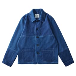 Vintage Indigo Jacket Men French Workwear Cargo Tooling Jacket Autumn Winter Blue Dyed Kendo Fabric Multi-pocket Cardigan Coat