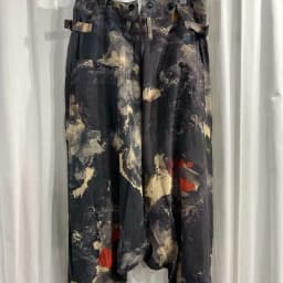 TOP-YAMAMOTO ® Printed Casual Pants for Women - Loose Fit with Wide Cuffs - Black Tie-Dye - Retro Style