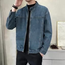 Men's Casual Non-Stretch Denim Jacket High Street Style Zipper Loose Workwear Jacket Plus Size Trendy Streetwear Top