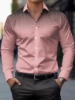 Men's Fashion Floral Print Shirt, Casual Breathable Lapel Button Long Sleeve Shirt for Spring Men’s Clothing Men's Formal shirt