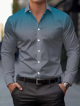 Men's Fashion Floral Print Shirt, Casual Breathable Lapel Button Long Sleeve Shirt for Spring Men’s Clothing Men's Formal shirt