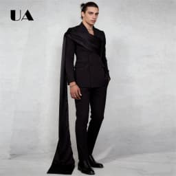 Trendy Unique Suit Set for Men, Double Breasted Suit Blazer with Satin Shawl, XXS-7XL Tailored Plus Size Suit Attire Prom Party