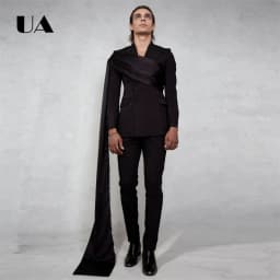 Trendy Unique Suit Set for Men, Double Breasted Suit Blazer with Satin Shawl, XXS-7XL Tailored Plus Size Suit Attire Prom Party